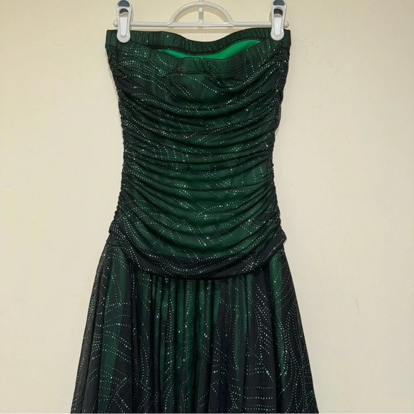 Women’s Jessica Y2K Green Black Sparkle Mesh Tube Top Party Formal Dress Size: 6 - Picture 10 of 15